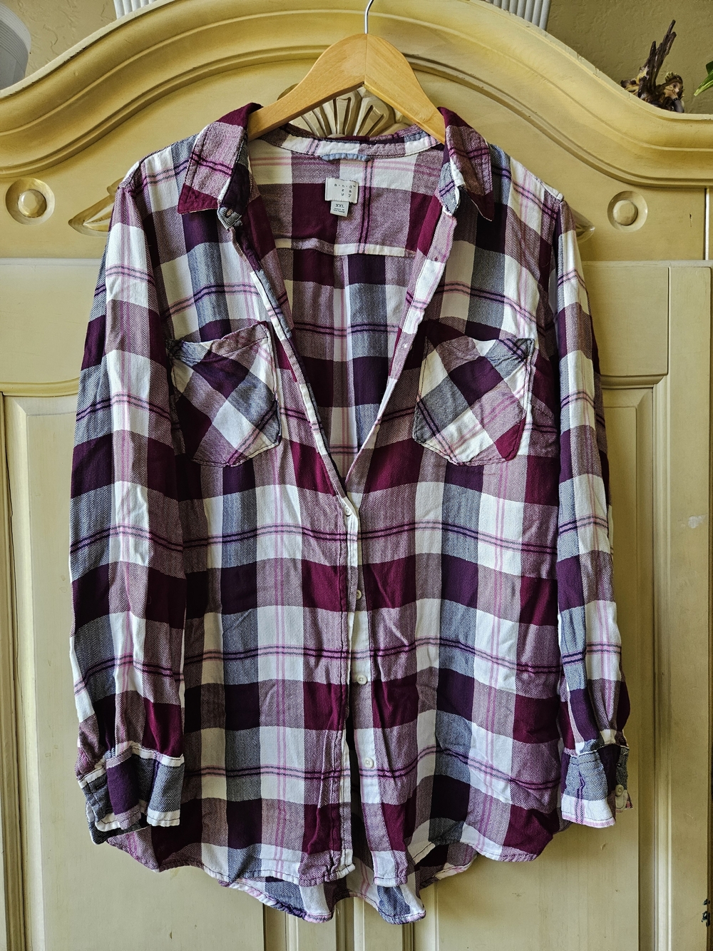 Purple Plaid Button-Up Shirt